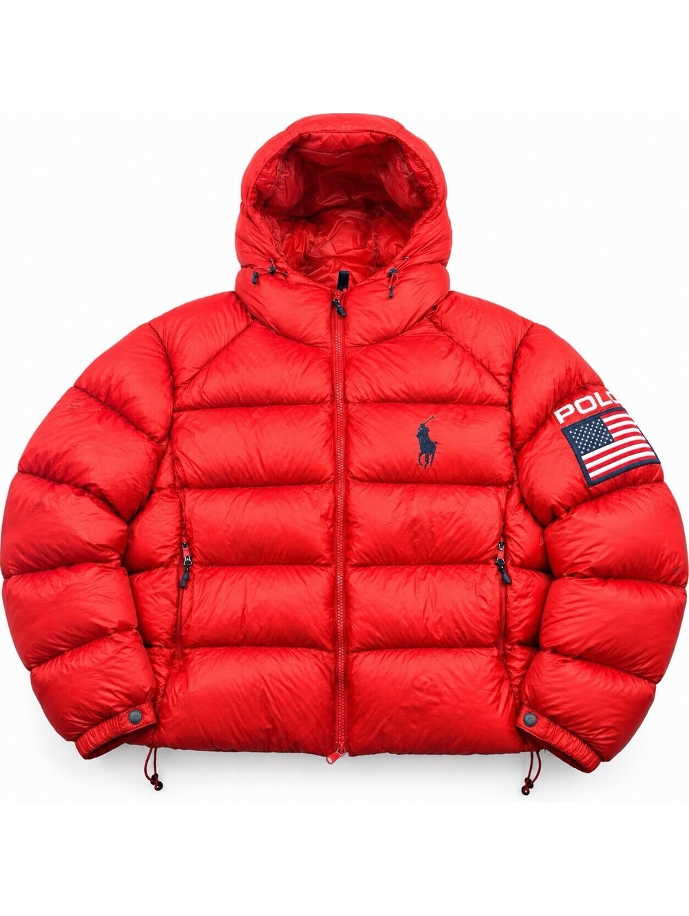 Polo Ralph Lauren Red “USA” The Hawthorne Flag Down Jacket Mens Large $598 NWOT